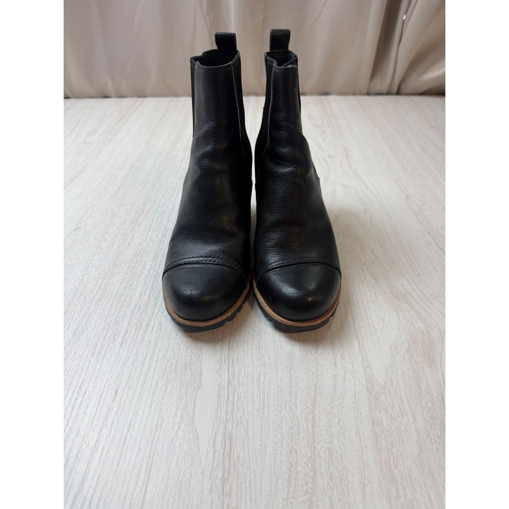 UGG Kasen Black Pebbled Leather Wedge Chelsea Ankle Boots Women 7 1017395